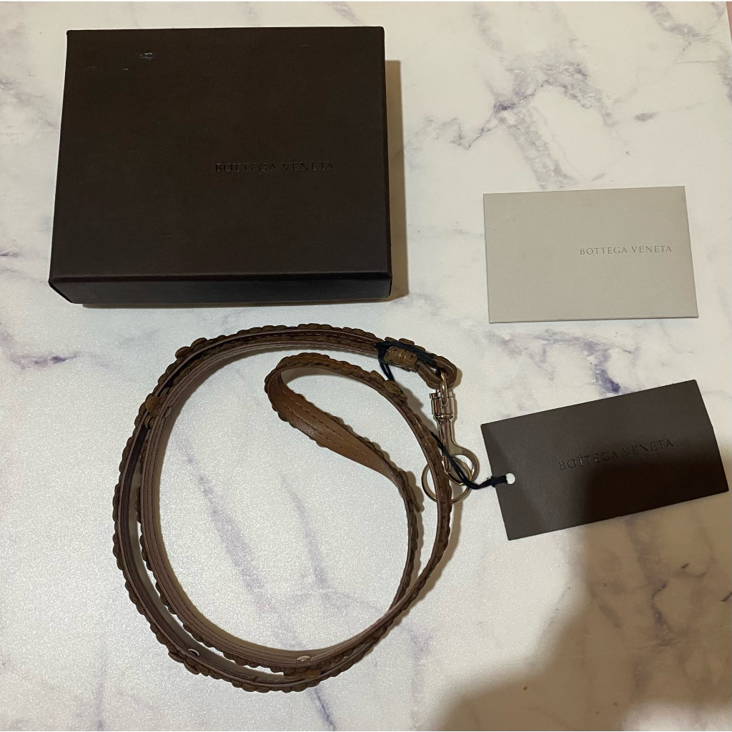Bottega Veneta 棕色 皮革小花設計 識別證吊繩 工作證件掛飾