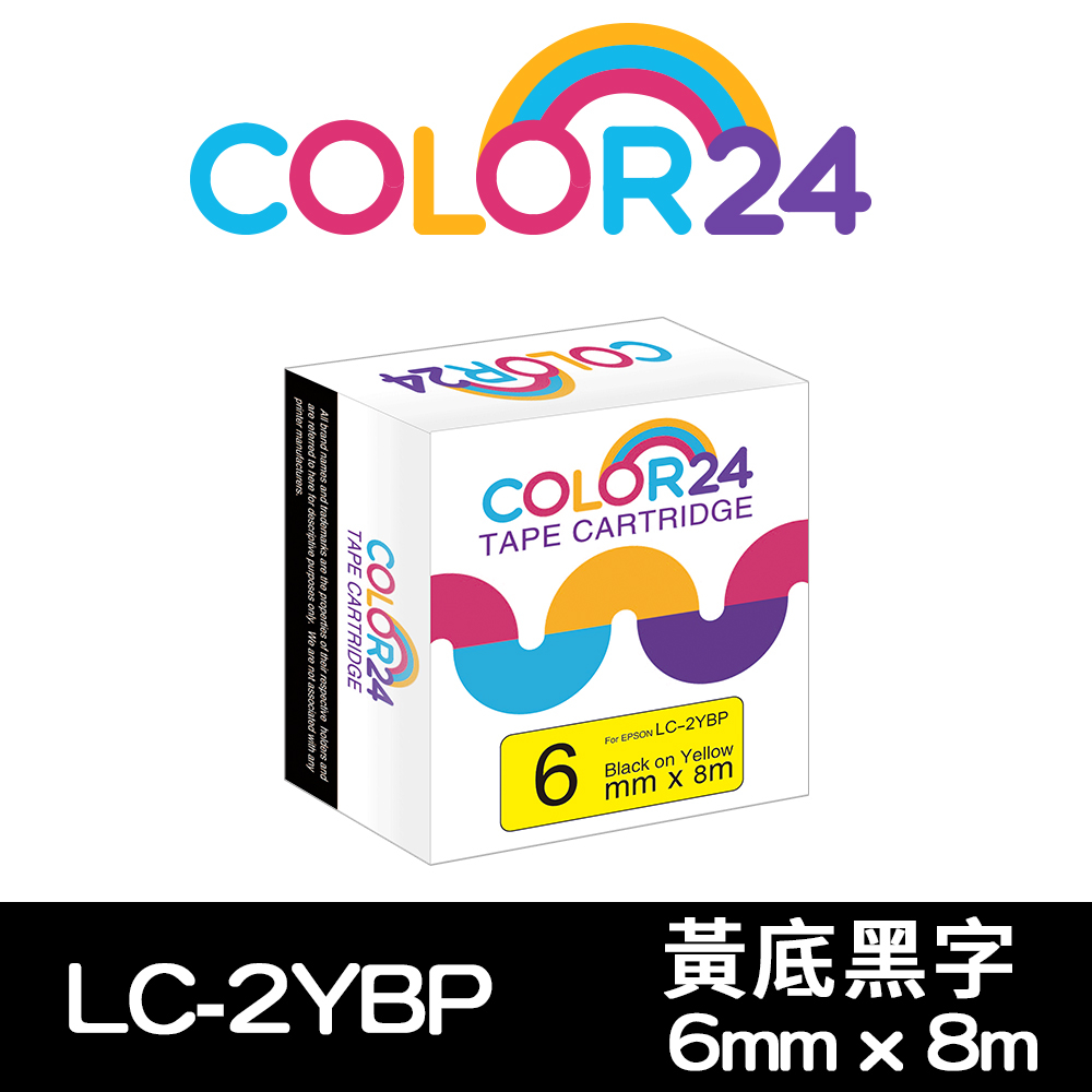 COLOR24 EPSON 黃底黑字 相容 副廠 貼紙 標籤帶 6mm LW-K400 LW-200KT LW-C410