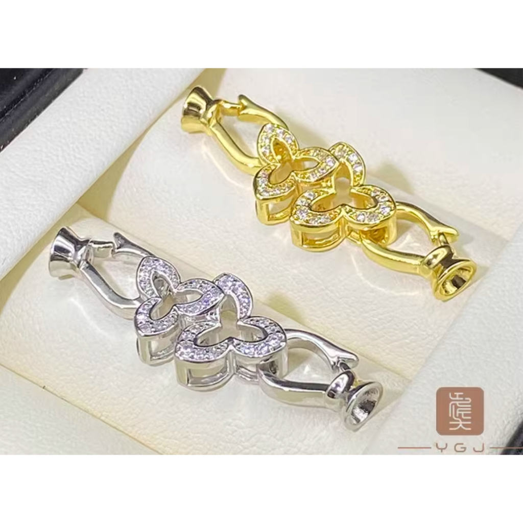 阿姬寶>GA1577-項鍊釦子18k包金搭扣手鍊扣頭diy配件新品精緻星星喇叭扣毛衣鏈扣