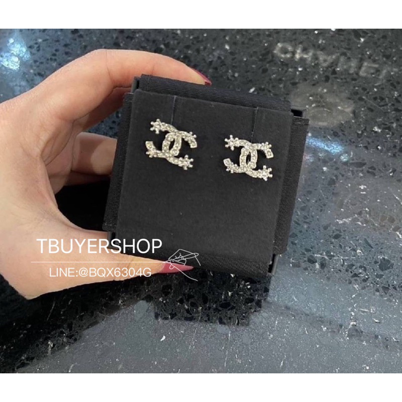 [TBUYERSHOP ] 台灣現貨✨️x3 Chanel 23p 滿鑽雙c雪花耳釘 經典雙c 簡單優雅