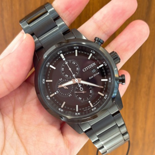 【CITIZEN 星辰】亞洲限定 光動能黑鋼 三眼計時腕錶CA0615-59E