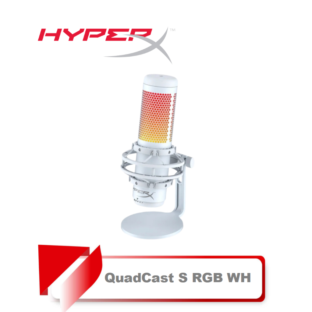 【TN STAR】 HyperX QuadCast S RGB直立式電競麥克風 白色/RGB/全向性/觸控式靜音