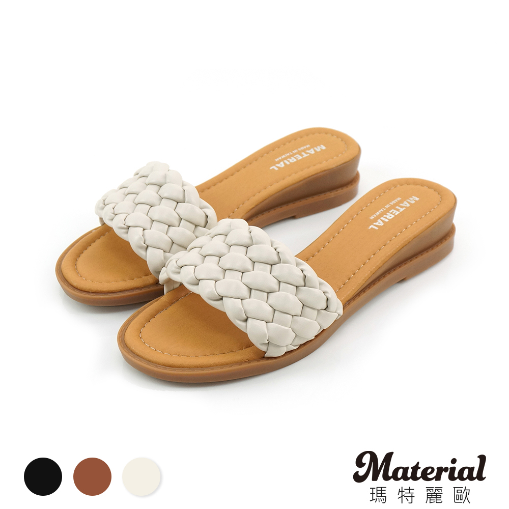 Material瑪特麗歐 拖鞋 MIT加大尺碼一字編織寬帶拖鞋 TG7525