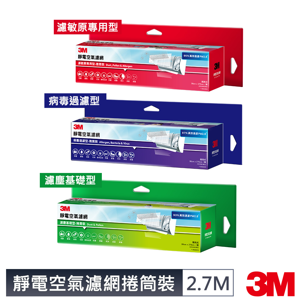 3M 靜電空氣濾網2.7M捲筒裝(適用冷氣空調/清淨機/除濕機) 9809專業級/9808高效級/9806淨化級升級款