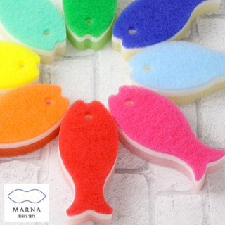 【CANDY MOMO 嚴選】日本製 MARNA 日本小魚造型菜瓜布 海綿刷 洗碗刷 洗杯刷 廚房清潔