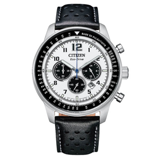 CITIZEN CA4500-32A《光動能 飛行錶》43mm/三眼計時/100M防水/白熊貓【第一鐘錶】