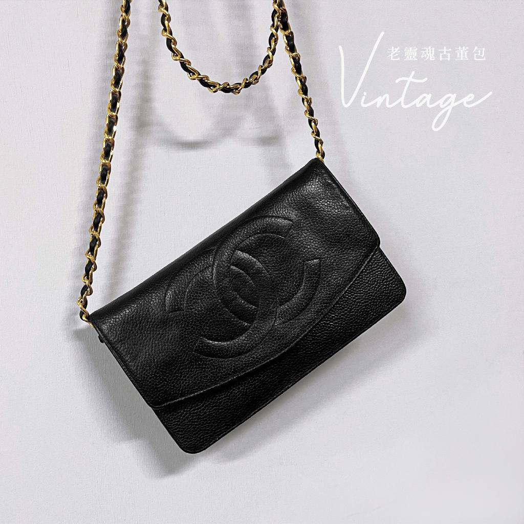 Chanel Vintage 黑魚子醬信封皮夾