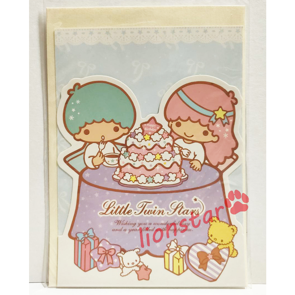 正版 三麗鷗 雙子星 卡片 小卡 生日卡 萬用卡 禮物卡 信紙 信封 祝福卡 蛋糕 餐桌