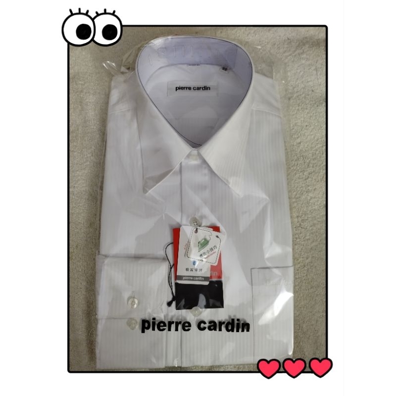 皮爾卡登長袖襯衫白色白條紋零碼尺寸38出清價490元