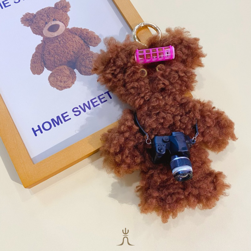 韓國🇰🇷 相機髮捲小熊｜鑰匙圈｜包包吊飾｜耳機吊飾