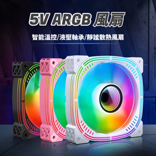 🔥臺灣現貨 下單秒發🔥 新款ARGB機殼風扇 12CM 正反風扇 神光同步 5V3針 智慧調速 內外發光溫控靜音