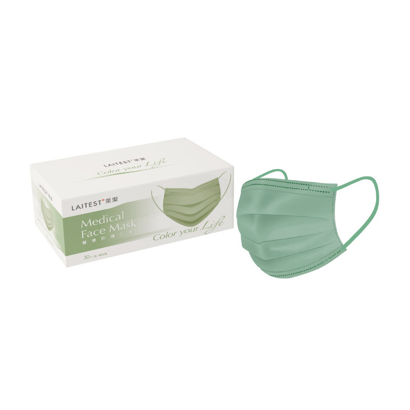 萊潔 醫療防護口罩(成人) 30入-釉光綠 墊腳石購物網