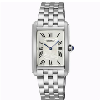 SEIKO SWR083P1 簡約復古 羅馬字 鋼錶帶 方形女錶 4N30-00M0S 白/銀(sk037)
