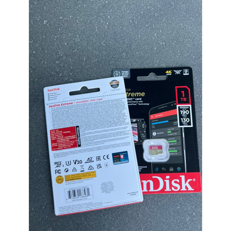 （已拆封使用一次）SanDisk Extreme microSDXC UHS-I V30  A2 記憶卡 1TB