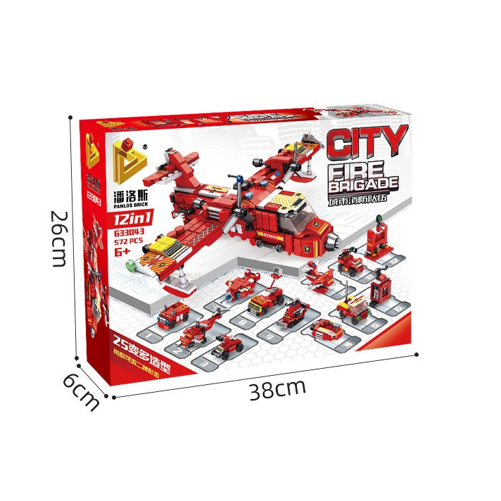 (現貨)633043 兼容樂高 潘洛斯積木 12合1拼裝小顆粒積木  兒童DIY玩具 消防飛機
