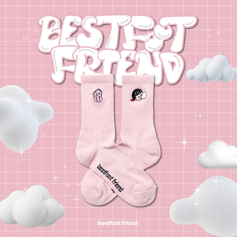 BEST FOOT FRIEND BF23008-PK BUBBLE GUM 泡泡糖女孩 BFF 中筒襪 小腿襪 (粉)
