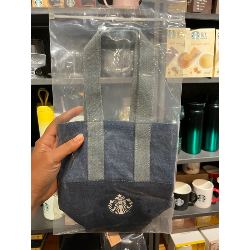 🔥現貨🔥 星巴克 Starbucks 丹寧拼色隨行杯袋 牛仔色 飲料袋 提袋 杯袋