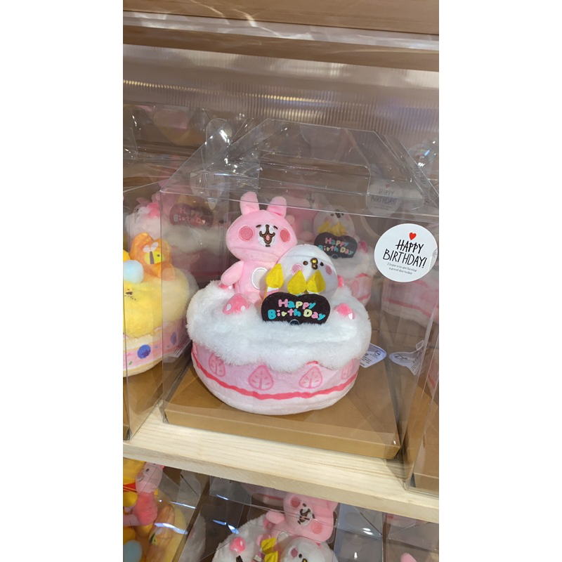 今日代購kanahei 卡娜赫拉的小動物 絨毛玩偶旗艦館 感應吹熄亮燈絨毛蛋糕 粉紅兔兔 P助 草莓生日蛋糕造型擺飾