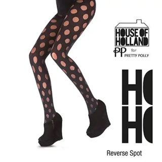 【摩達客】House of Holland 時尚圓點花紋彈性褲襪 黑色
