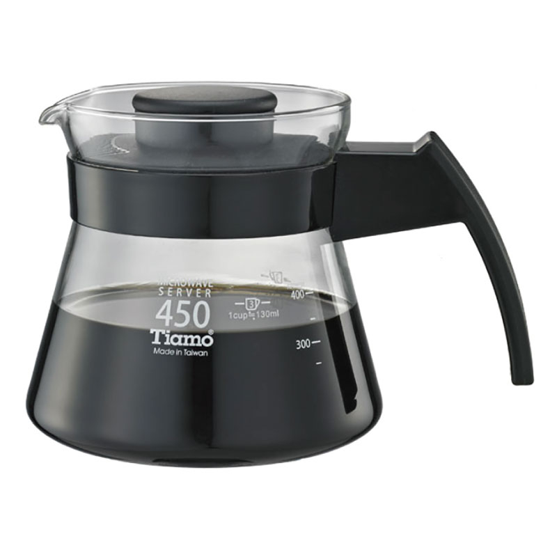 【TIAMO】玻璃咖啡壺弧型把手 通過SGS檢測/HG2210BK(450cc/黑)|Tiamo品牌旗艦館