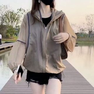 【JODIES】S-2XL 3色 薄款長袖連帽防曬上衣女 夏季新款 韓版女裝 寬鬆顯瘦 休閒防曬衣外套 女生長袖上衣服