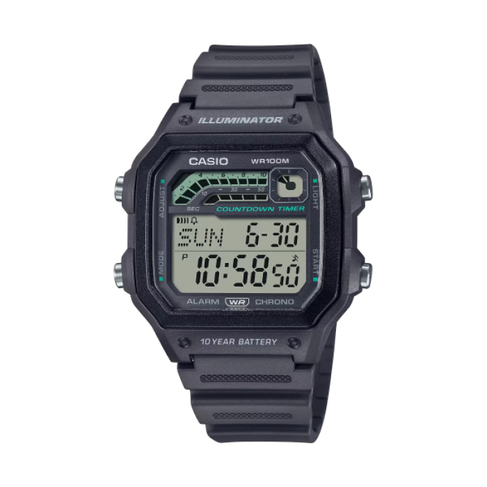【CASIO 卡西歐】經典方形運動電子腕錶-經典黑/WS-1600H-8AV/台灣總代理公司貨享一年保固