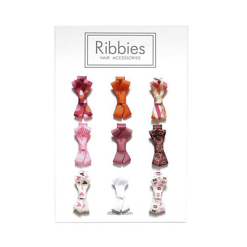 英國Ribbies 兒童糖果蝴蝶結9入組-愛心圓點