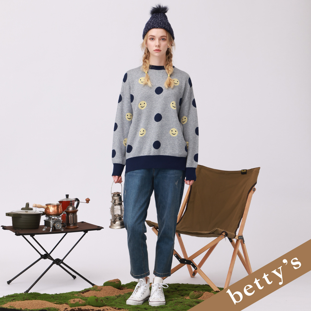 betty’s貝蒂思(25)腰鬆緊復古刷色直筒牛仔褲(藍色)