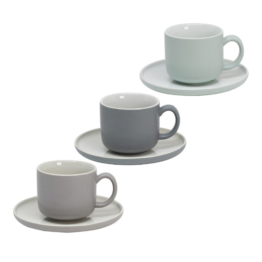 【YU Living】莫蘭迪色系陶瓷咖啡杯盤組 咖啡杯碟 早餐杯 200ML(一杯一盤/3色) [折扣碼現折]