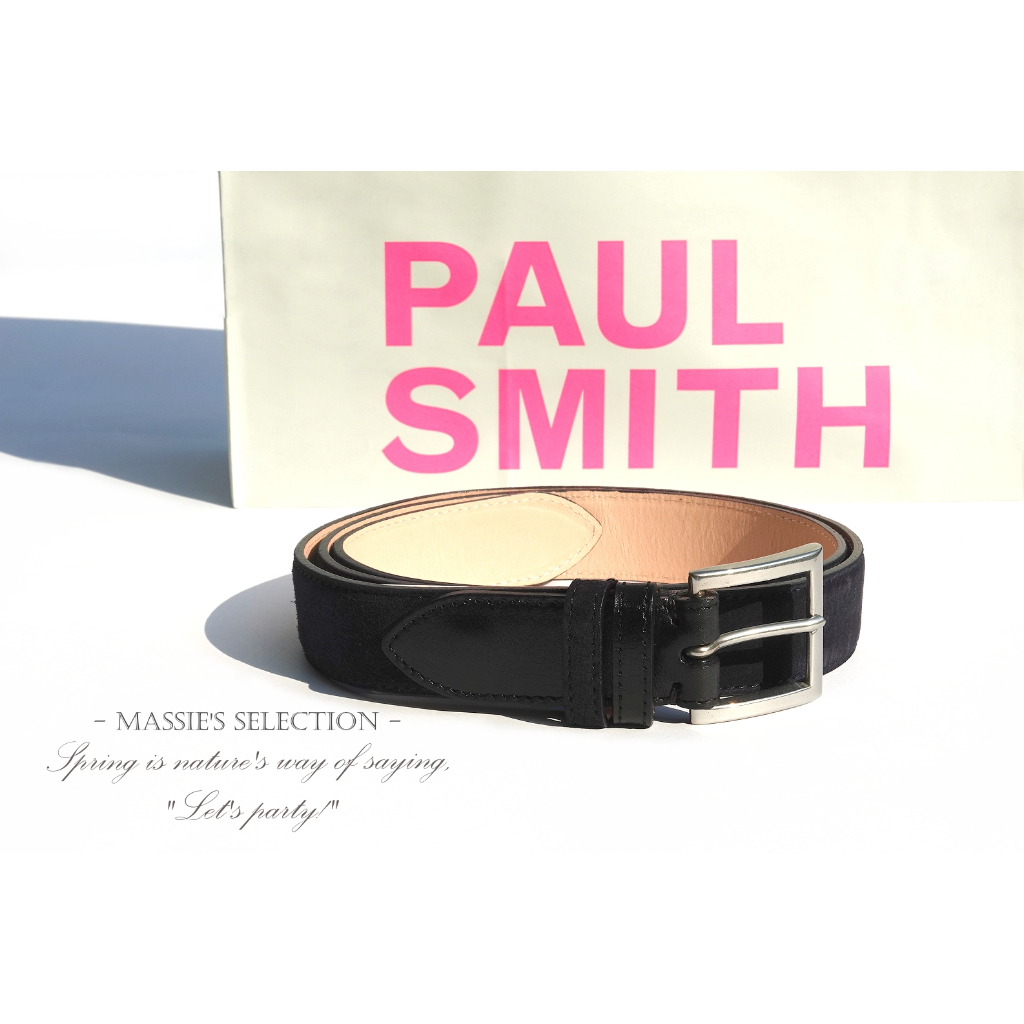 Paul Smith 日本製麂皮經典皮帶 黑色 麂皮 真皮皮帶 日本製 日製 皮帶 黑色款 真皮 麂皮皮袋 LX