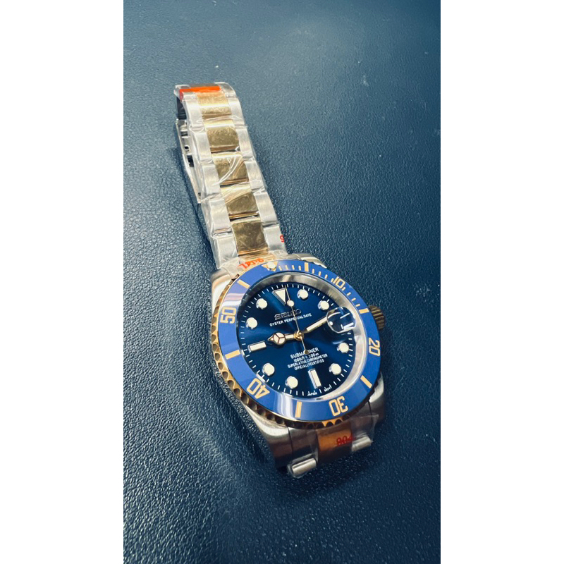 訂製無現貨【改錶玩面】Seiko Mod 精工 新款 半金藍水鬼 自動上鍊 藍寶石玻璃 機械錶