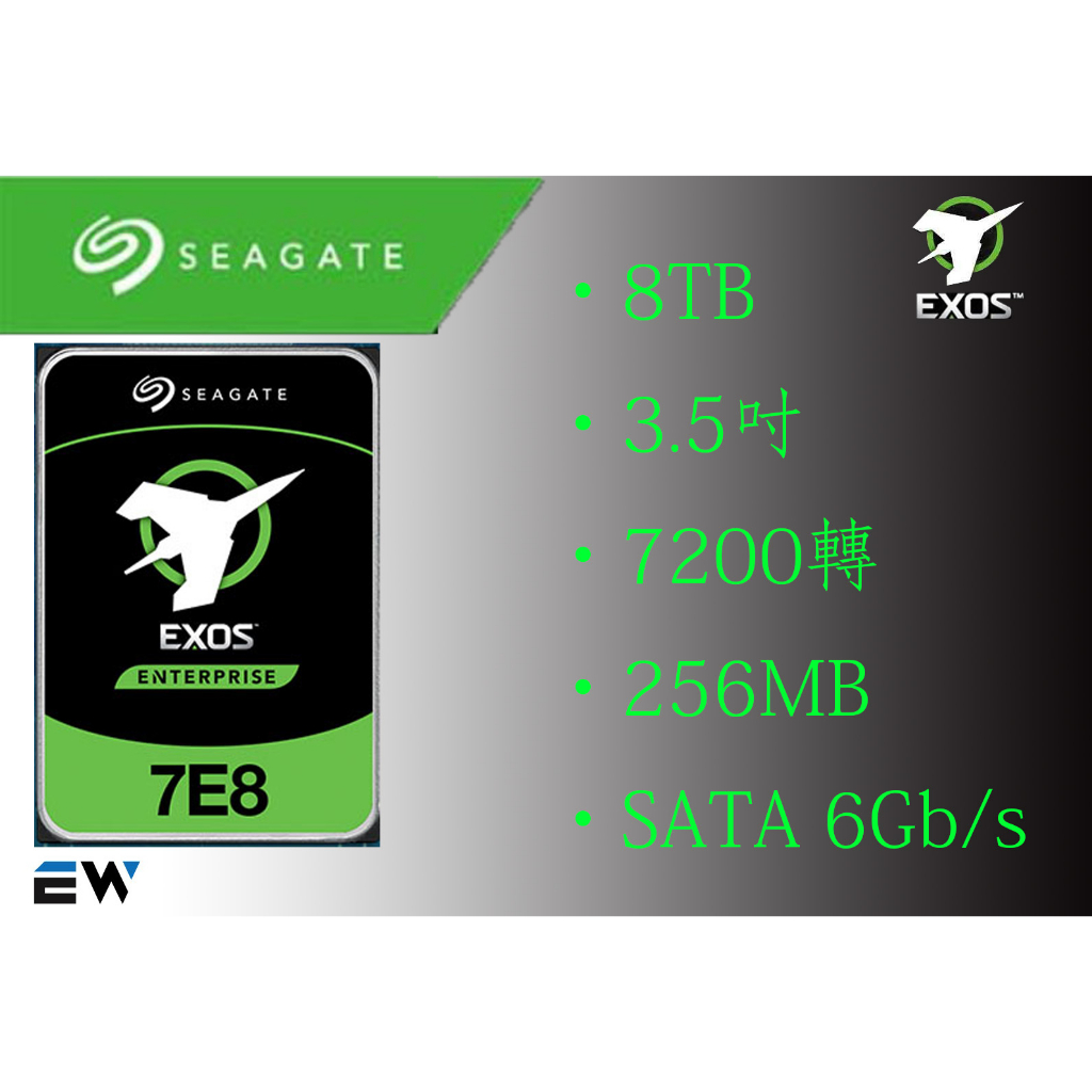 【全新未拆】希捷 Seagate Exos 7E8 8TB 3.5吋 HDD 硬碟 企業級(ST8000NM000A)