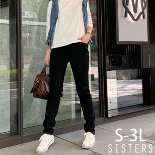 簡約窄管修身牛仔褲 黑色長褲/S-3L