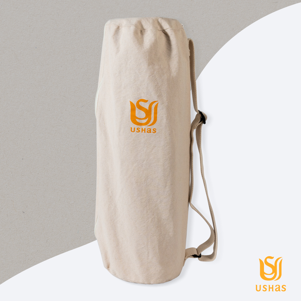 USHaS 瑜癒丨天然原棉瑜珈墊收納袋(58x20cm)丨台灣製丨100%純棉織帶 可水洗 親膚 柔軟 拉鍊式
