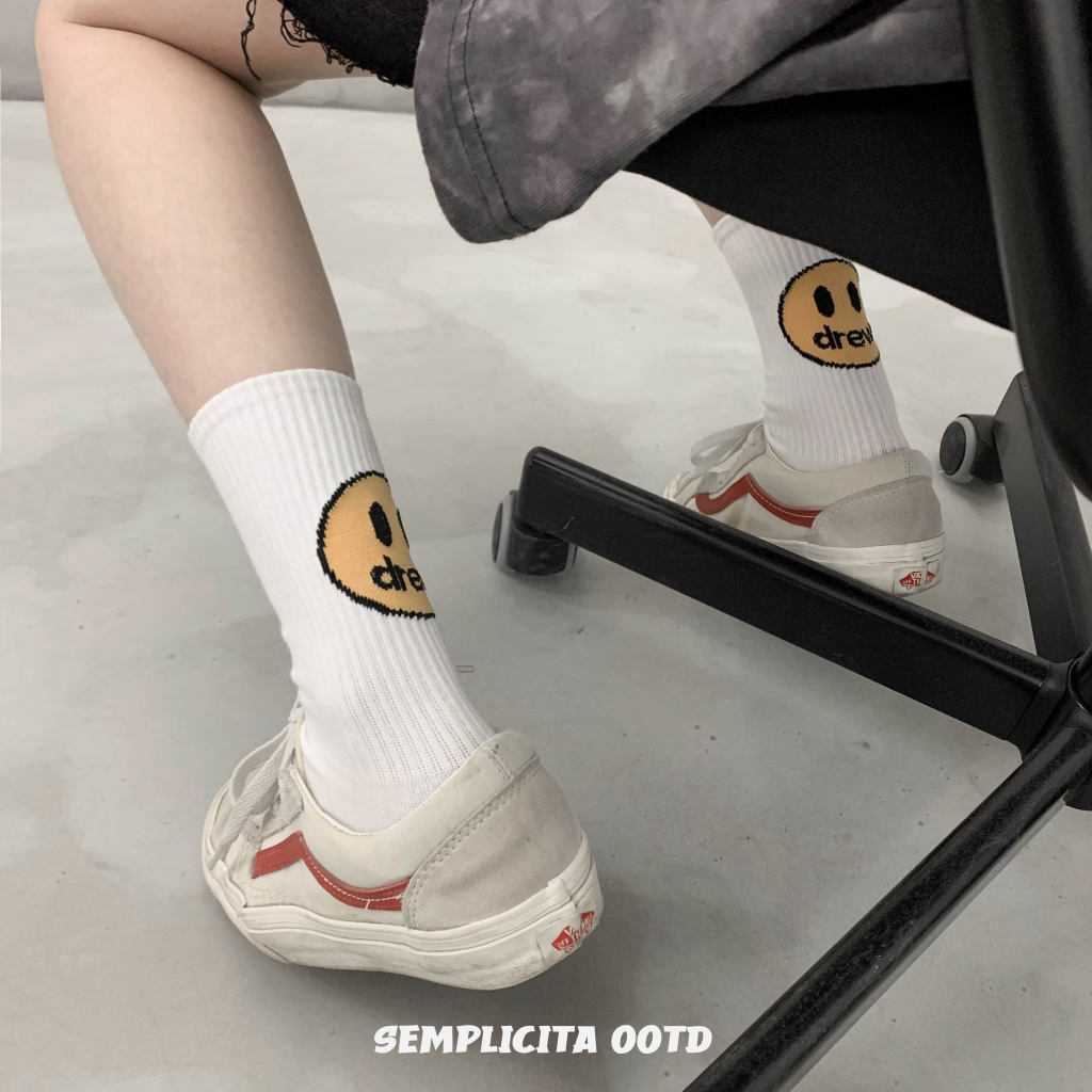 【SEMPLICITA】韓國 drew 微笑字母長襪 襪子