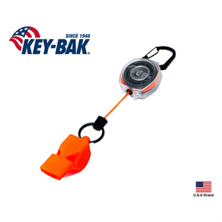 KEY-BAK美國Sidekick橘色24吋長伸縮線D型環鑰匙圈+Fox40求生口哨【KB0KBP-00451】