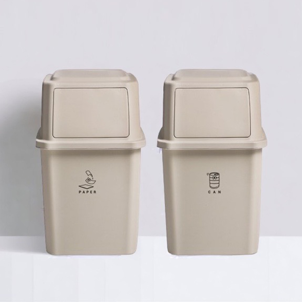 凱堡家居｜韓國 回收垃圾桶40L(奶茶/灰) 不含貼紙 廚房用 垃圾桶 回收桶 韓系【Z03120】