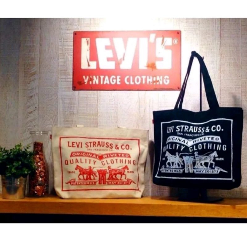 【 現貨 絶版品】7-11 Levi’s 1873 起源款 帆布袋 肩背袋 手提袋 黑色款   levis 帆布袋