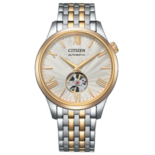 CITIZEN 星辰 (NH9136-88A) Mechanical系列 小鏤空不鏽鋼紳士機械錶-40mm-防水50米