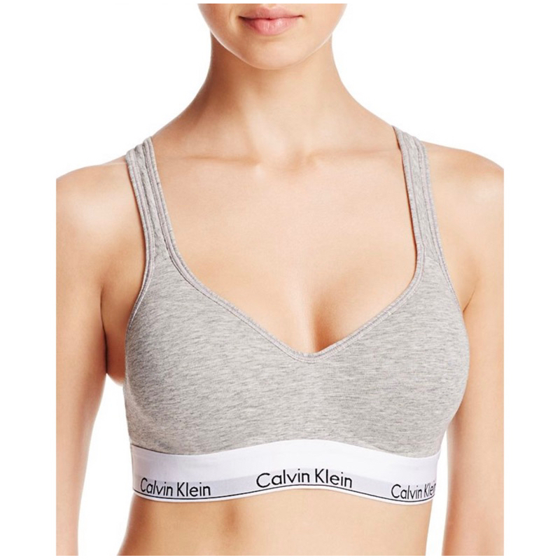 Calvin Klein Padded Bralette 棉質寬鬆緊帶零感薄襯小V運動內衣