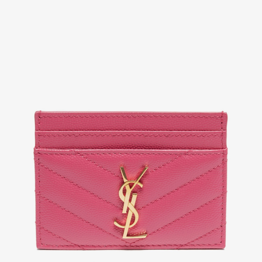 Saint laurent YSL logo 粉色皮革卡夾  | ASCE