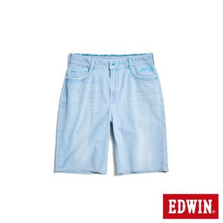 EDWIN 加大碼 JERSEYS 迦績 冰河玉寬鬆牛仔短褲(漂淺藍)-男款