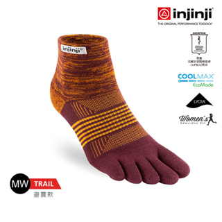 【injinji】女 Trail 野跑避震吸排五趾短襪(星系紅) - WAA3808 | 厚底防震 運動員推薦 五趾襪