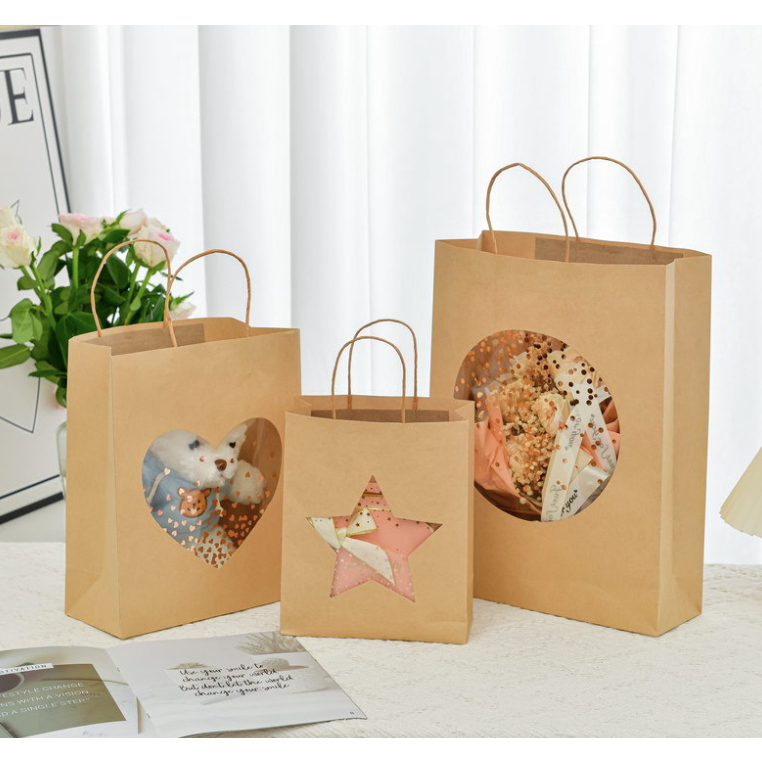 牛皮紙袋（052-21）紙袋 透明提袋 櫥窗袋 開窗袋 手提袋 禮品袋 禮物紙袋 禮物包裝 翻蓋 禮品袋 現貨 禮物包裝