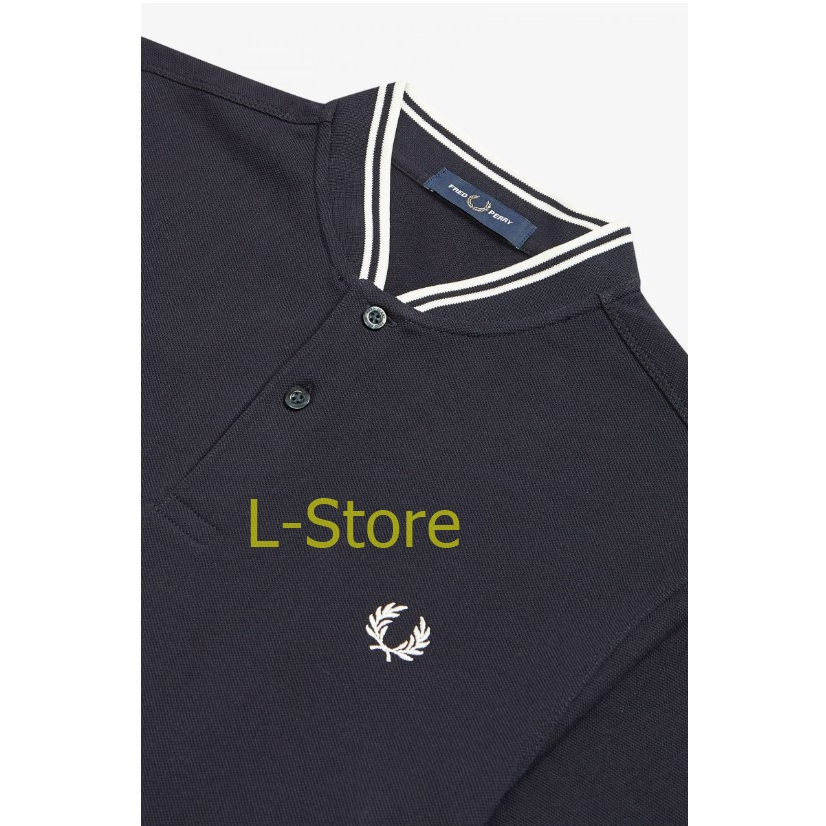 @L-store@Sale 全新現貨 新款 英國 FRED PERRY 深藍色 中山領 刺繡logo 網眼POLO衫