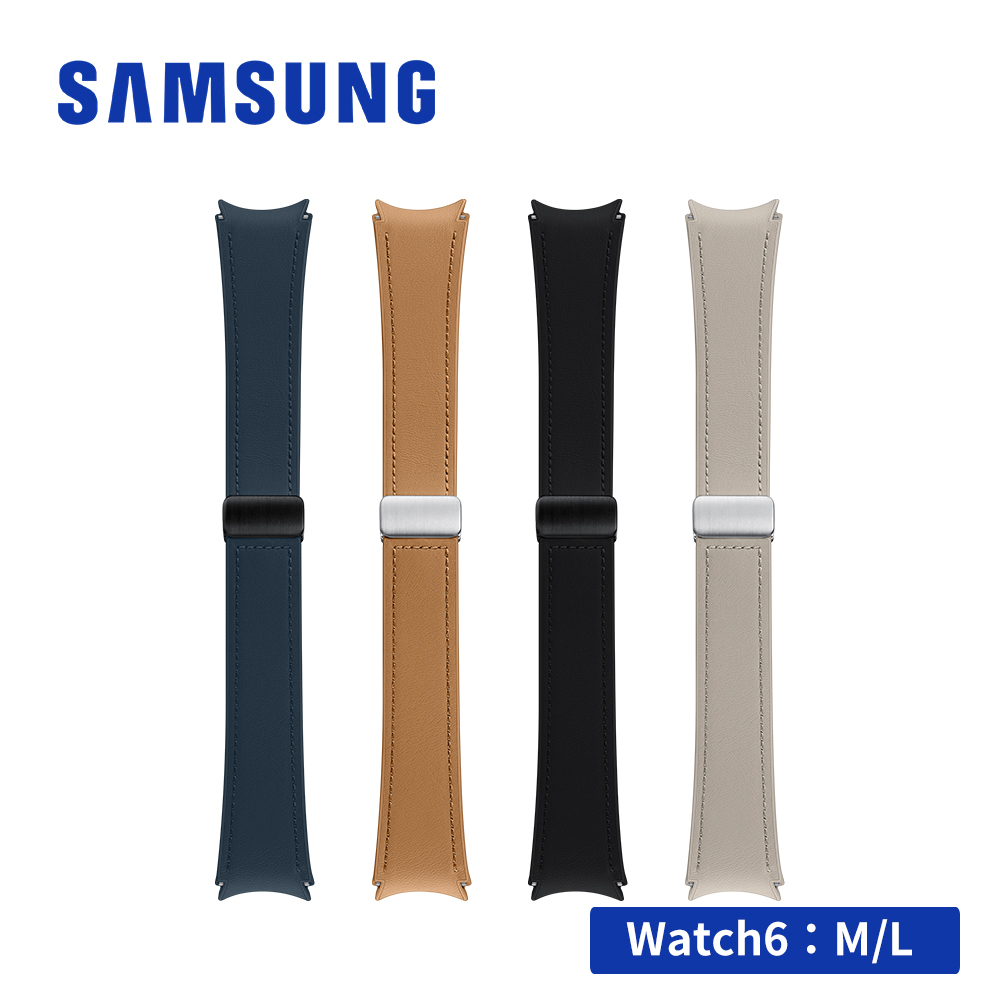 SAMSUNG Galaxy Watch6 系列 20mm D型扣純素皮革錶帶 M/L 適用Watch5