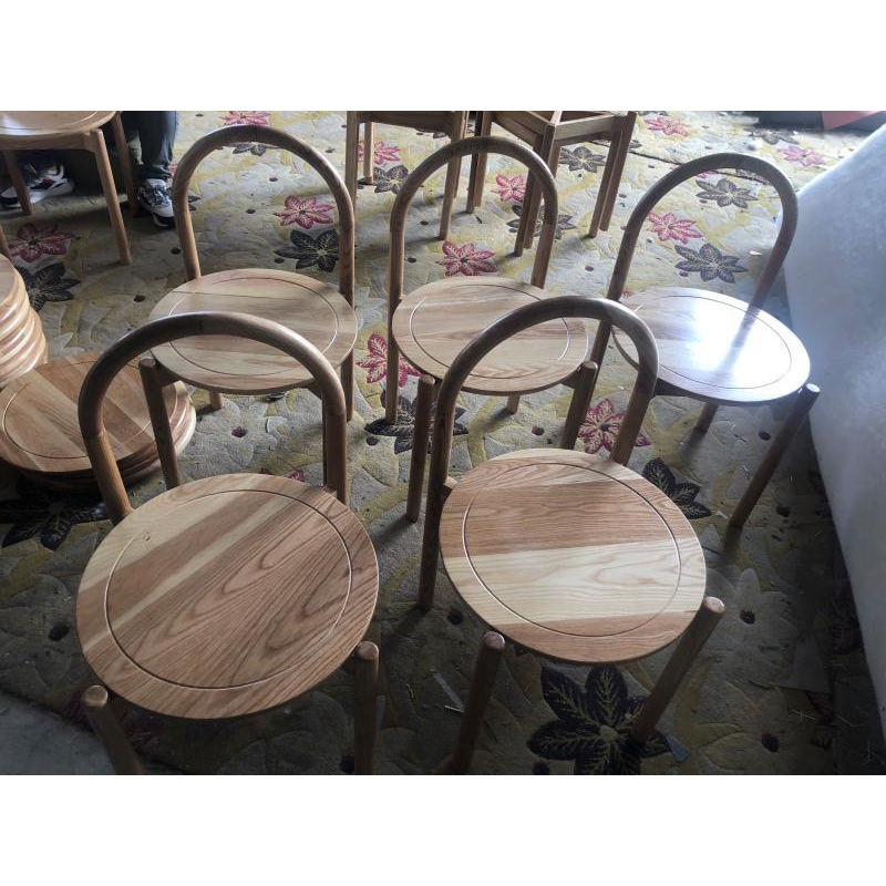 梣木實木餐椅、圓弧背、咖啡廳椅