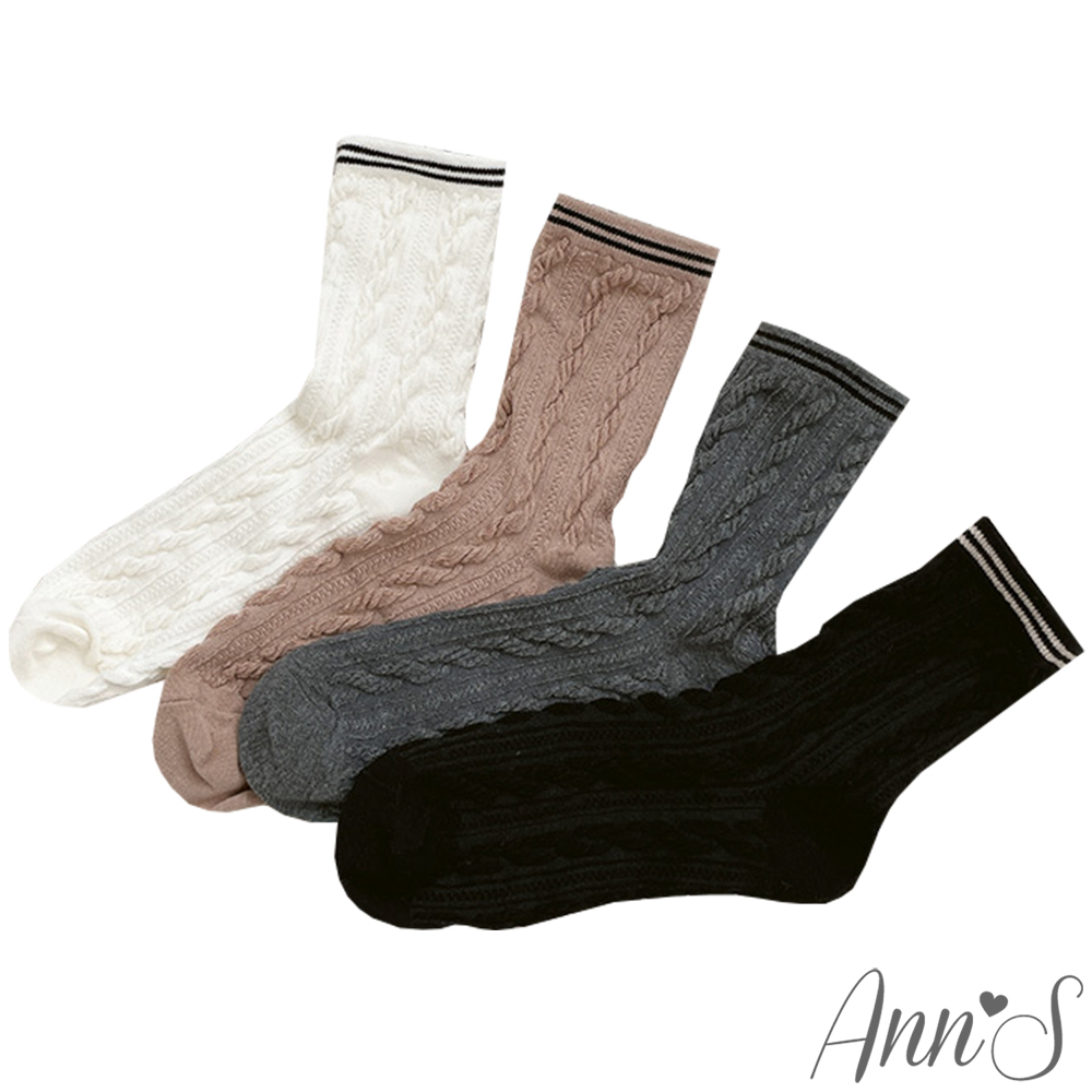 Ann’S 質感麻花紋四季可穿薄版中筒襪-4色