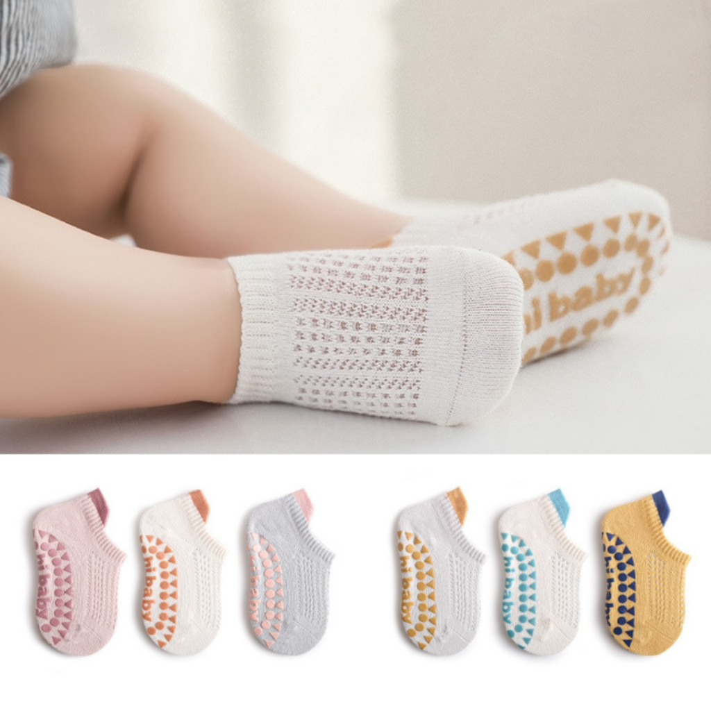 【Doris.Ann】拼色防滑寶寶襪三雙組 寶寶拼色船襪三雙組 寶寶襪子 嬰兒襪子 兒童襪子 童襪 (現貨童裝)