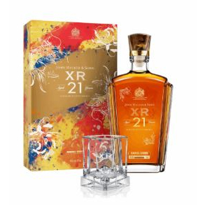 收藏用空瓶 Johnnie Walker 約翰走路XR21年《富貴有魚》新年禮盒空瓶子+威士忌酒杯+紙盒+提袋